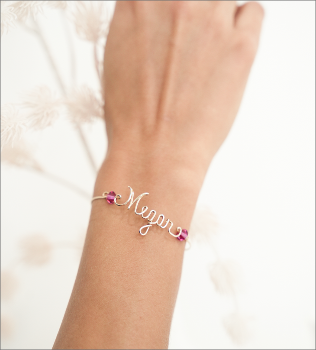 Name Engraved Bracelet with Swarovski Crystals